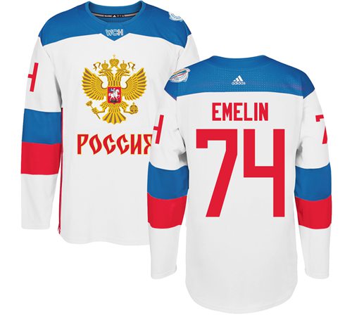 Team Russia #74 Alexei Emelin White 2016 World Cup Stitched NHL Jersey